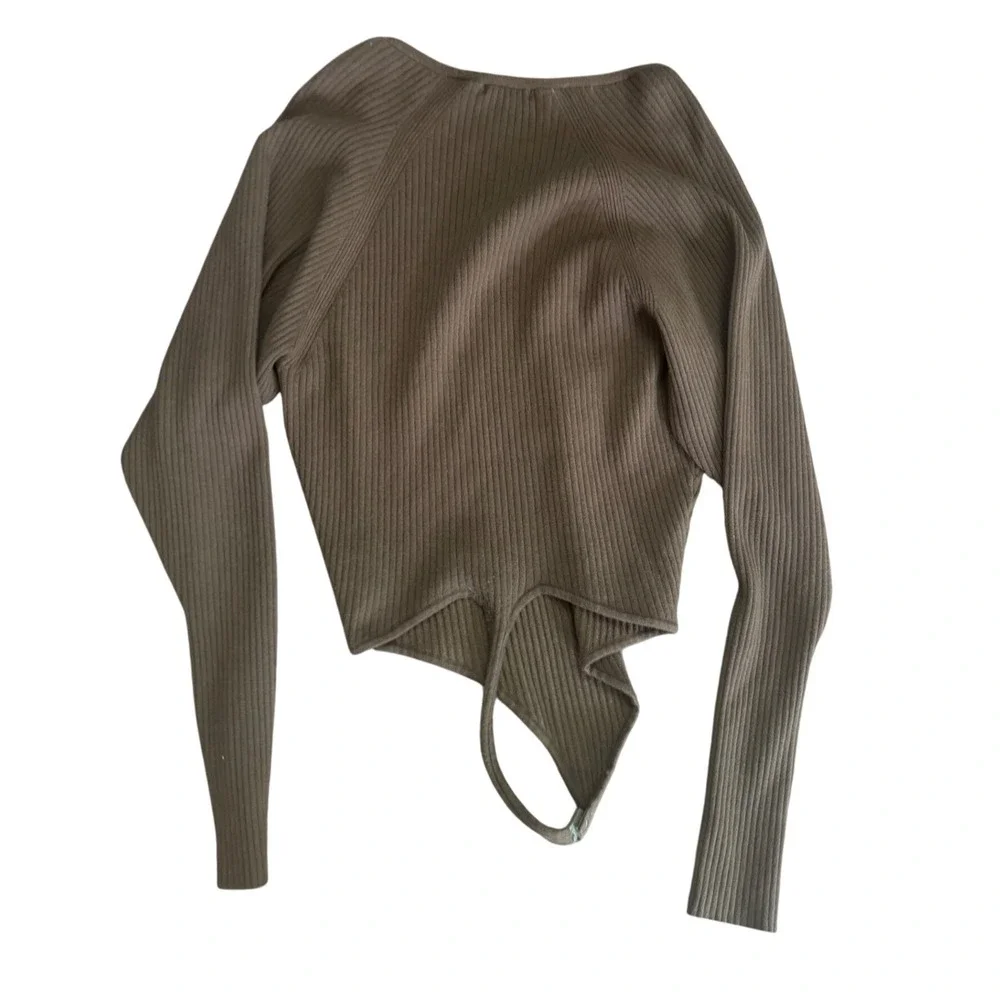 Good American Ribbed Bodysuit Size 2 Espresso Brown Minimalist Clean Essential - Picture 2 of 4